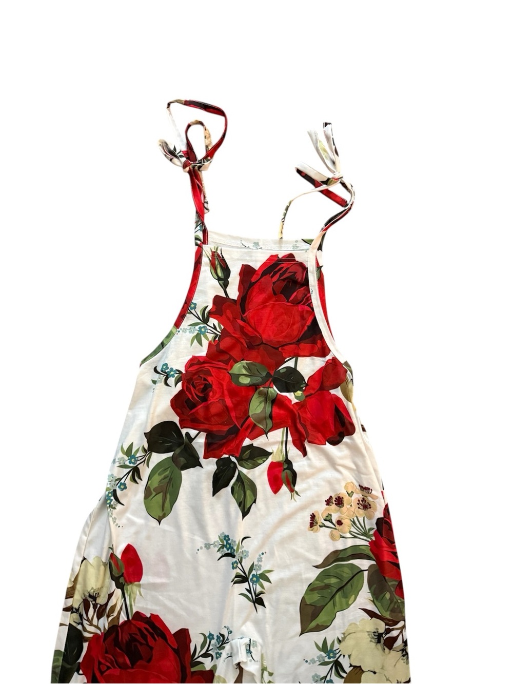 Modern Red Rose Floral Wide Leg M Jumpsuit Coquette Euro Summer Statement Piece - Picture 3 of 3